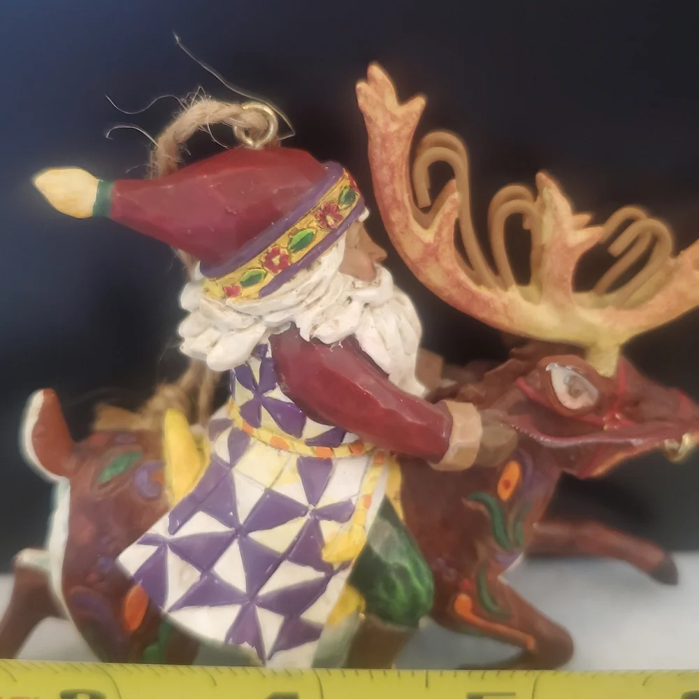 Jim Shore Heartwood Creek Santa Riding Reindeer Santa Did Ride Hanging Ornament